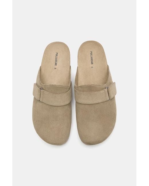Pull&Bear Black Buckle Clogs for men