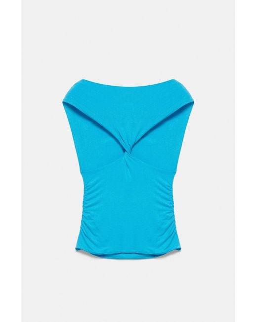 Pull&Bear Gray Gathered Asymmetric Top