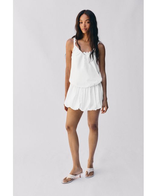 Pull&Bear Witte Korte Balloon Jurk in het Gray