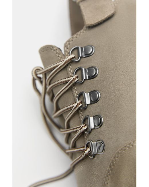 Pull&Bear White Stwd Lace-Up Leather Clogs for men