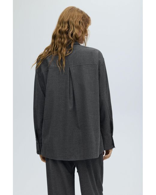Pull&Bear Gray Pinstripe Shirt