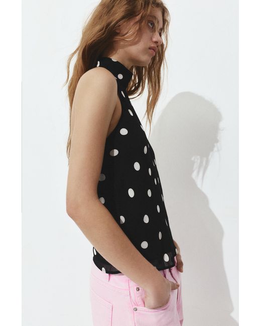Pull&Bear White Polka Dot Halter Top