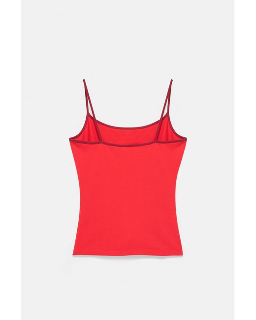 Pull&Bear Red Strappy Text Top