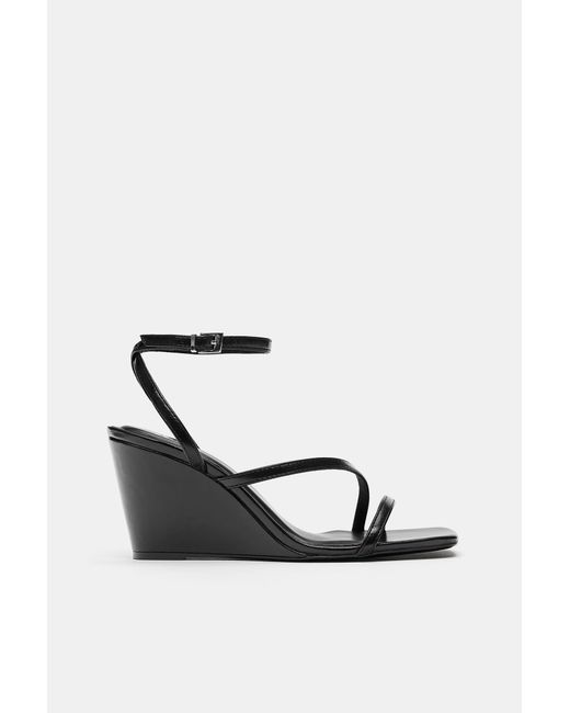 Pull&Bear Black Wedge Strap Sandals