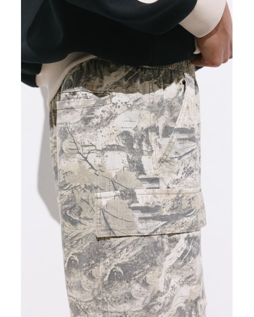 Pull&Bear White Ripstop Cargo Bermuda Shorts for men