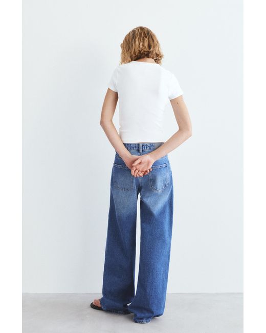 Pull&Bear White Ribbed Short Sleeve T-Shirt