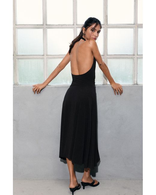 Pull&Bear Black Halter Midi Dress
