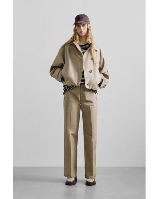 Pull&Bear Natural Short Trench Coat With Voluminous Sleeves