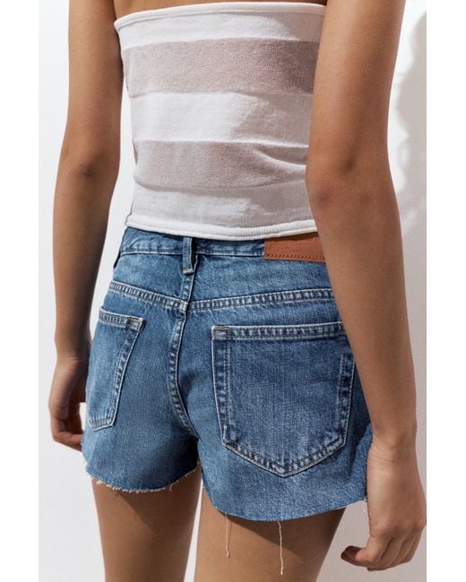 Pull&Bear Blue Mini Ripped Denim Shorts