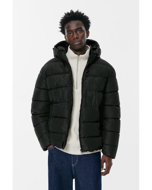 Pull&Bear Blue Lightweight Puffer Jacket With Hood for men