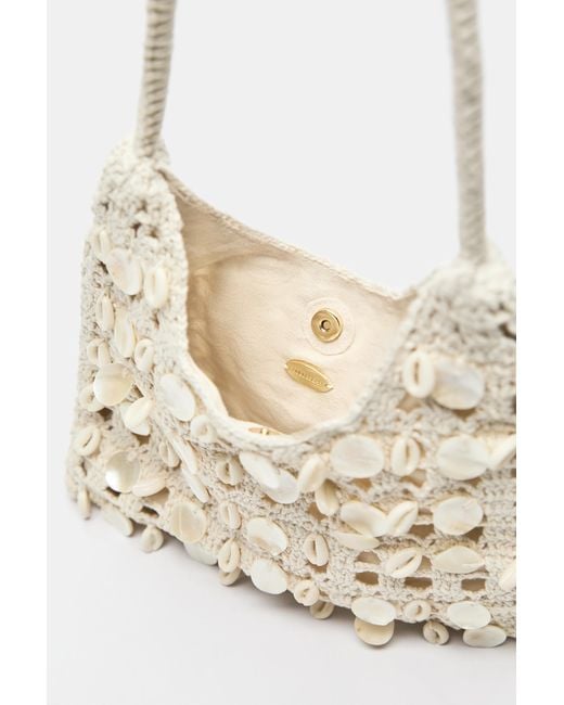 Pull&Bear White Beaded Shoulder Bag