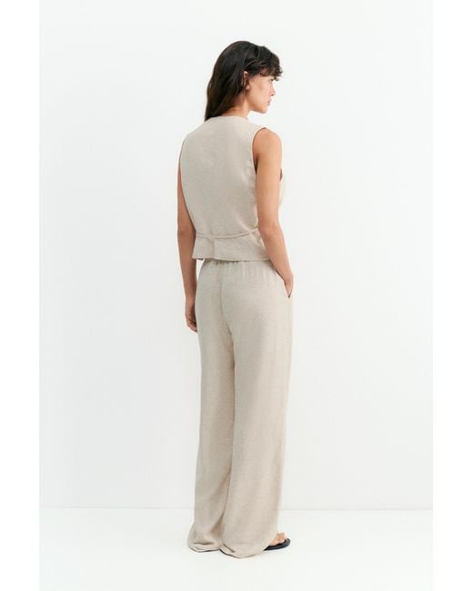 Pull&Bear Natural Rustic Linen-Blend Waistcoat