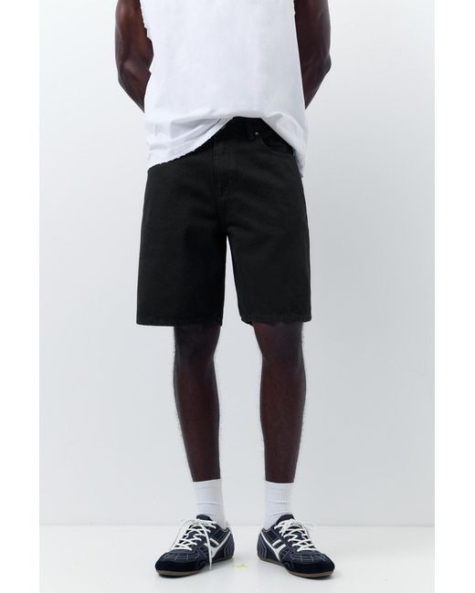Pull&Bear White Standard Denim Bermuda Shorts for men