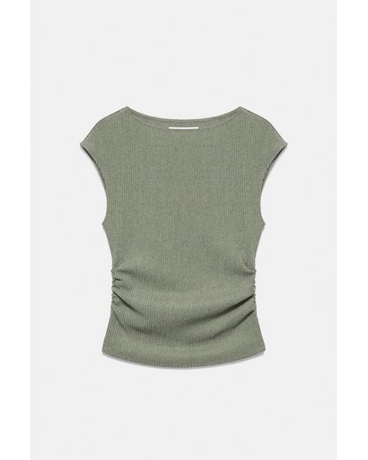 Pull&Bear Green Crepe Top