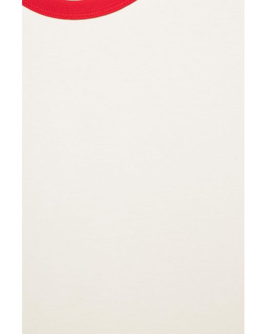 Pull&Bear White Contrast Ribbed T-Shirt for men
