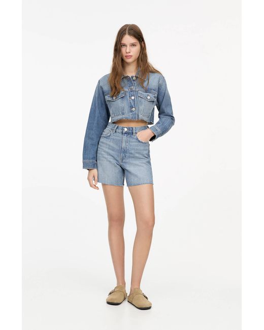 Pull&Bear Blue Jeans-Bermudashorts
