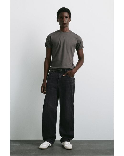 Pull&Bear Black Baggy Jeans for men