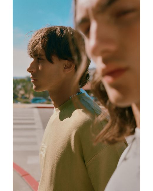 Pull&Bear Green Waffle-Knit Slogan T-Shirt for men
