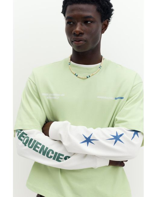 Pull&Bear Green Stwd Graphic T-Shirt for men