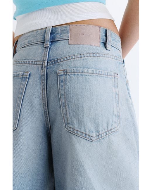 Pull&Bear Blue Low-Rise Denim Jorts