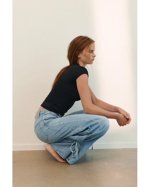 Pull&Bear Blue Cut-Out T-Shirt
