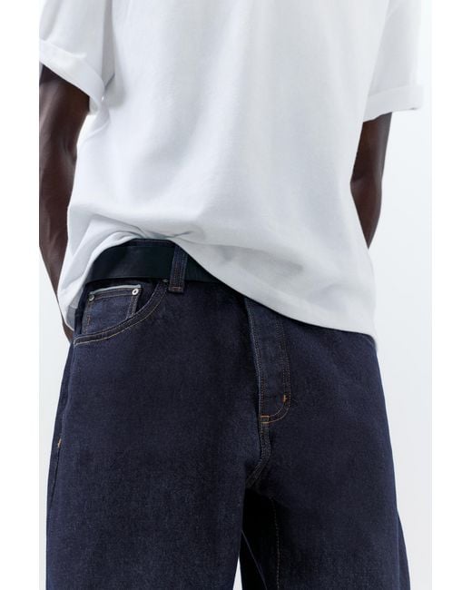 Pull&Bear Blue Selvedge Straight-Leg Jeans for men
