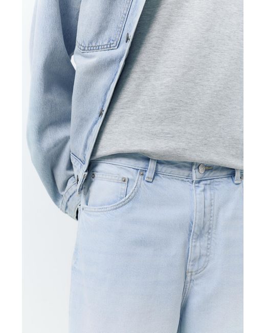 Pull&Bear Blue Baggy Denim Bermuda Shorts for men