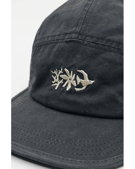 Pull&Bear Black Five-Panel Embroidered Cap for men