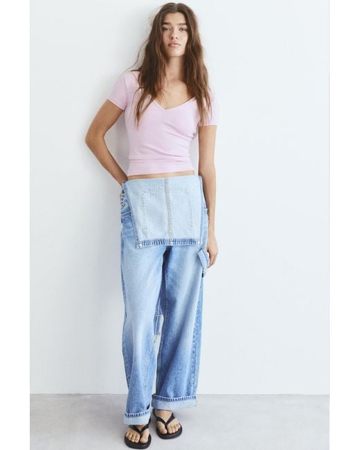 Pull&Bear Pink V-Neck T-Shirt
