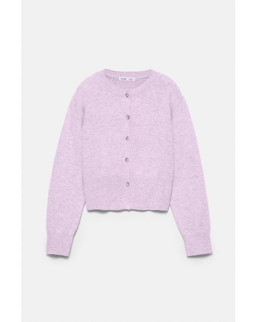 Pull&Bear Purple Short Buttoned Cardigan