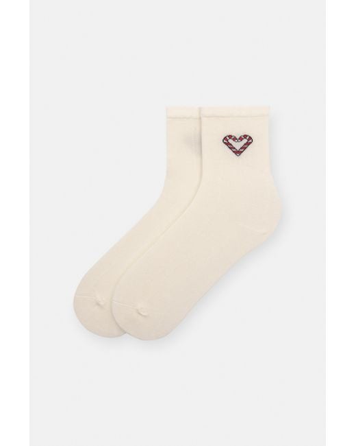 Pull&Bear White Candy Cane Socks