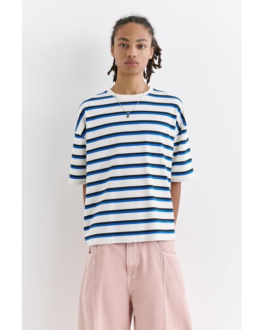 Pull&Bear Green Short Sleeve Striped T-Shirt for men