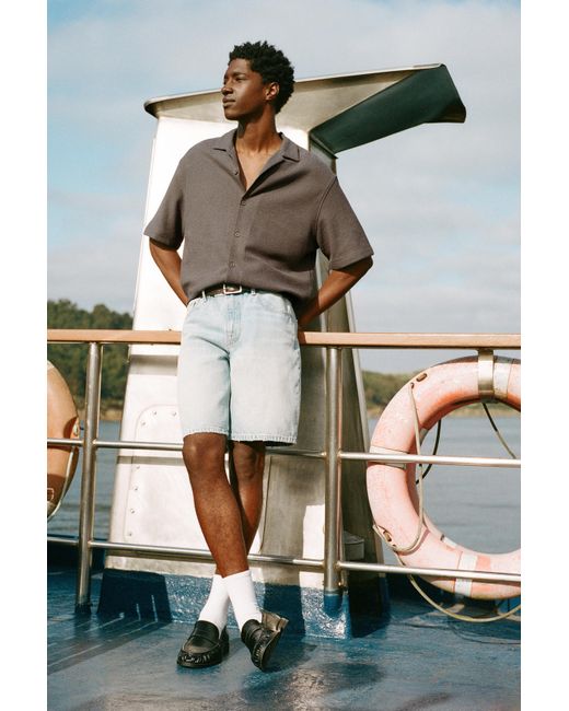 Pull&Bear Brown Terrycloth Short Sleeve Shirt for men
