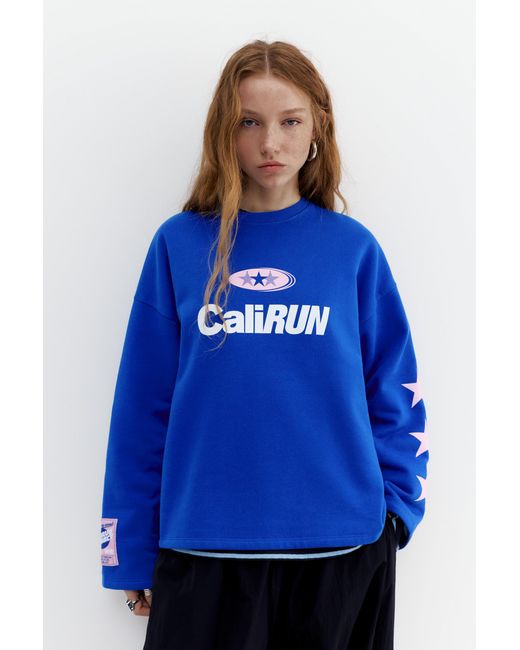 Pull&Bear Blauwe Sweater Met Sterren in het Blue