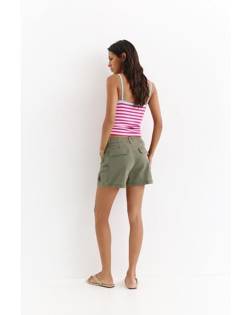 Pull&Bear Red Cargo Bermuda Shorts