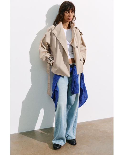 Pull&Bear Natural Short Belted Trench Coat