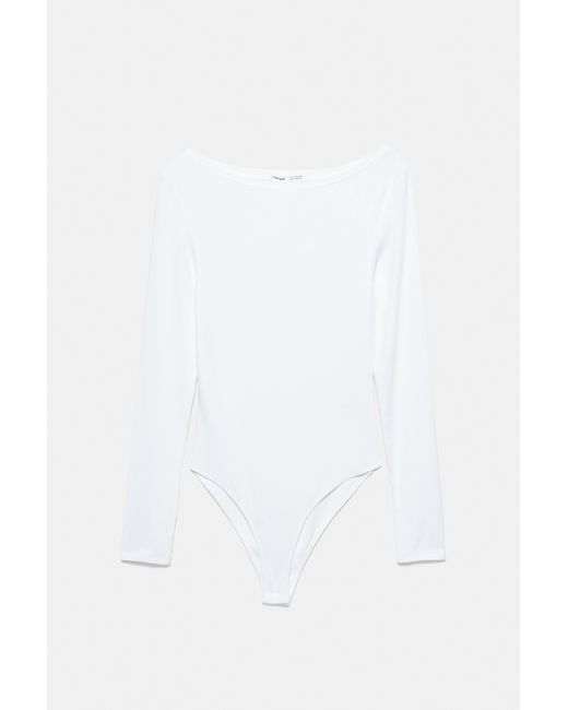 Pull&Bear White Long Sleeve Bodysuit