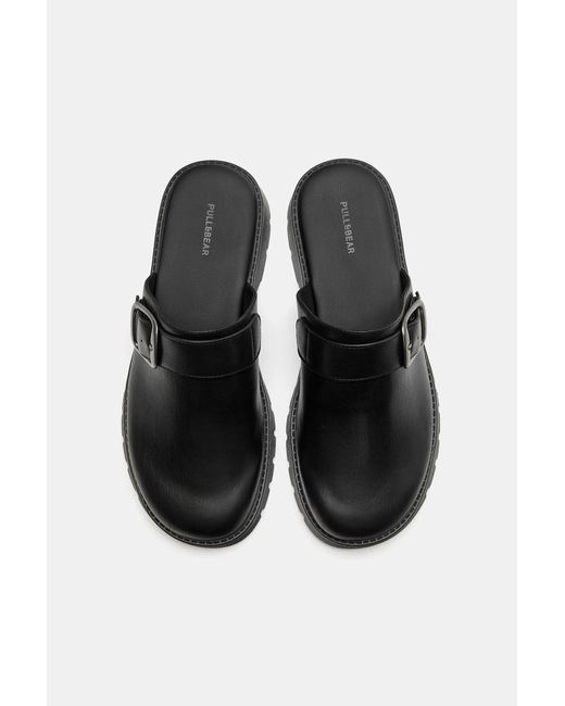 Pull&Bear Gray Buckle Clogs for men
