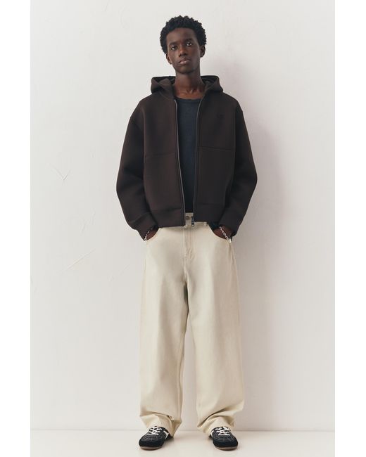 Pull&Bear Brown Neoprene-Effect Hoodie for men