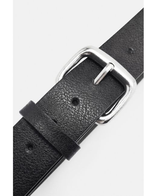 Pull&Bear Black Square Buckle Belt