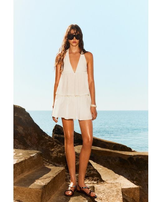 Pull&Bear Natural Shell Detail Halter Top
