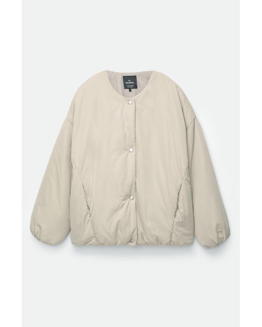 Pull&Bear Natural Quilted Jacket With Snap Button