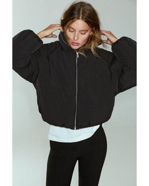 Pull&Bear Black High Neck Puffer Jacket