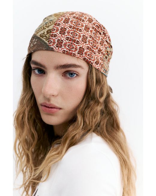 Pull&Bear White Patchwork Print Scarf