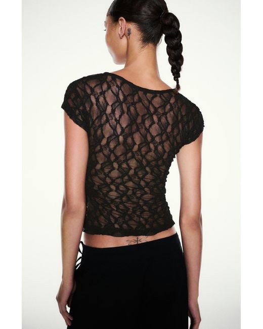 Pull&Bear Black Studded Lace T-Shirt