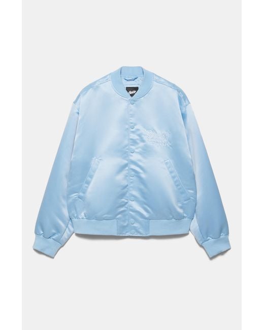 Pull&Bear Black Satin Bomber Jacket for men