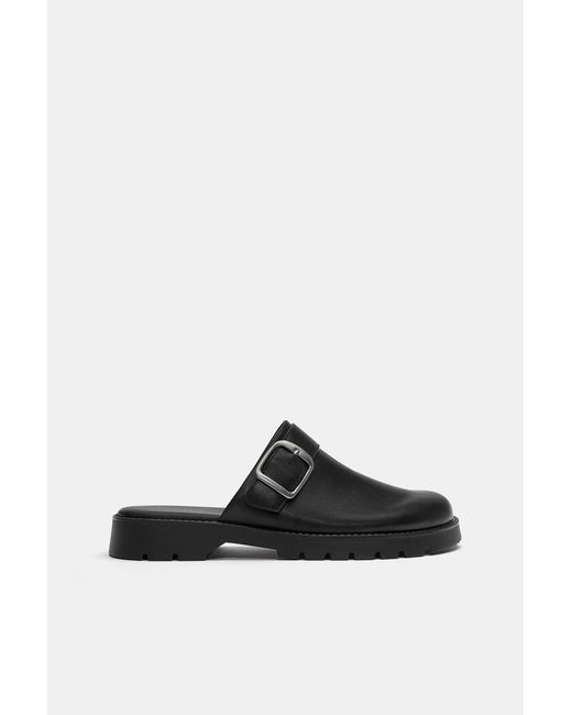 Pull&Bear Gray Buckle Clogs for men