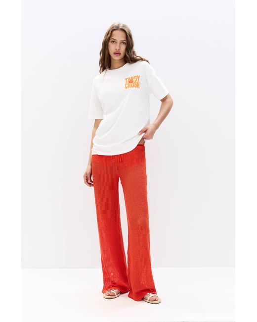 Pull&Bear White T-Shirt Mit Zitrusfrucht-Grafik