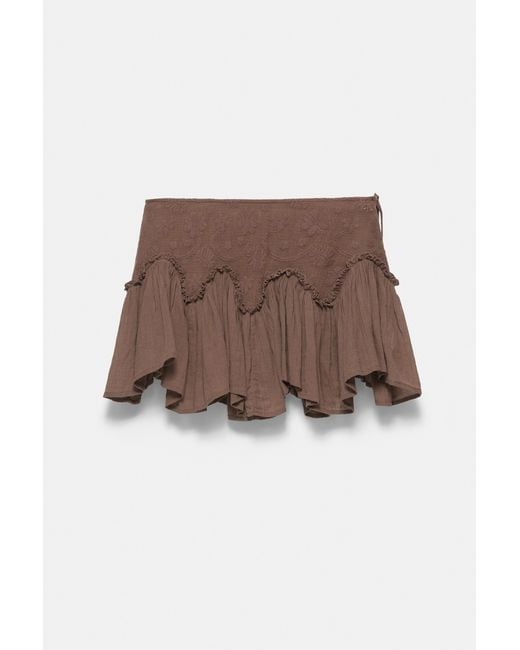 Pull&Bear Green Ruffled Mini Skirt