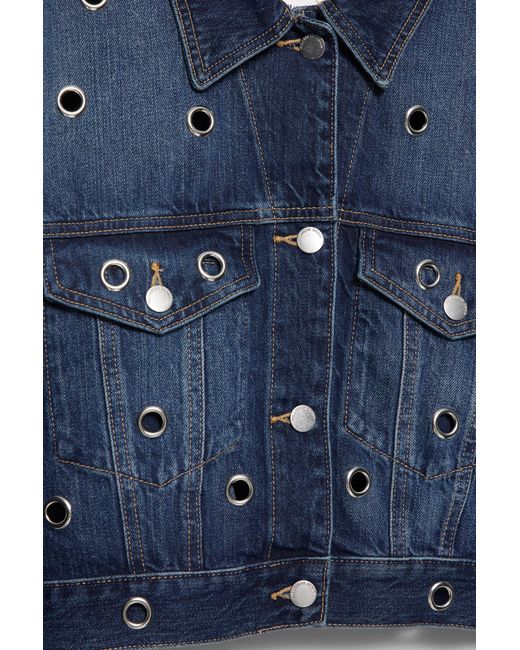 Pull&Bear Denim Jack Met Eyelets in het Blue